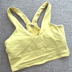 Alo yoga size Small S women’s yellow racerback sports bra MISSING BRA PADS